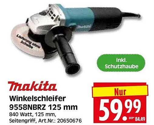 Winkelschleifer 9558NBRZ 125 mm 840 Watt, 125 mm, Seitengriff, Art.Nr.: 20650676
