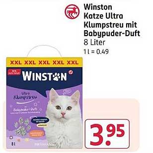 Winston Katze Ultra Klumpstreu mit Babypuder-Duft 8 Liter