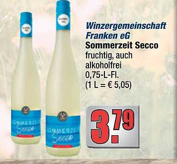 Winzergemeinschaft Franken eG Sommerzeit Secco fruchtig, auch alkoholfrei 0,75-L-Fl. (1 L = € 5,05)