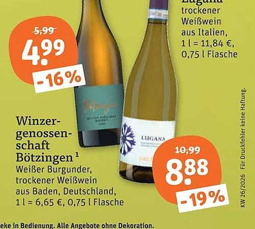 Winzergenossenschaft Bötzingen Weißer Burgunder, trockener Weißwein aus Baden, Deutschland, 0,75 l Flasche