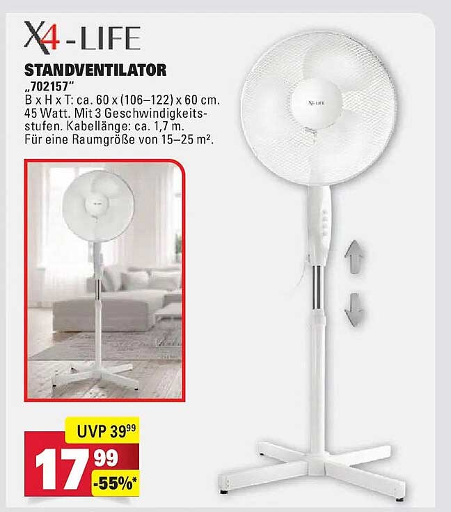X4-LIFE STANDVENTILATOR „702157“