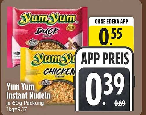 Yum Yum Instant Nudeln je 60g Packung 1kg=9.17
