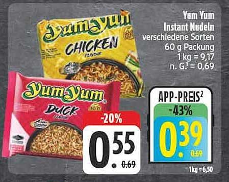Yum Yum Instant Nudeln verschiedene Sorten 60 g Packung