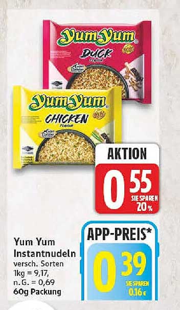 Yum Yum Instantnudeln versch. Sorten 60g Packung