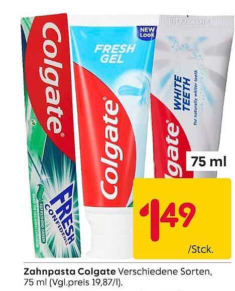 Zahnpasta Colgate Verschiedene Sorten, 75 ml (Vgl.preis 19,87/l).