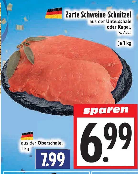 Zarte Schweine-Schnitzel aus der Unterschale oder Kugel, (o. Abb.) je 1 kg