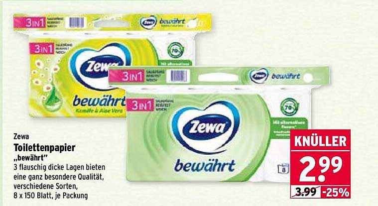 Zewa Toilettenpapier „bewährt“