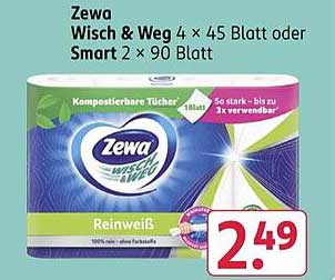 Zewa Wisch & Weg 4 × 45 Blatt oder Smart 2 × 90 Blatt