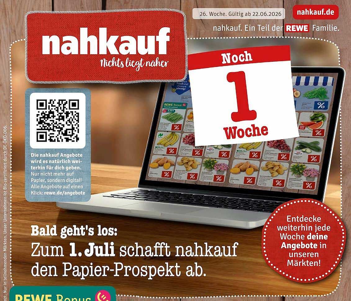 Zum 1. Juli schafft nahkauf den Papier-Prospekt ab.