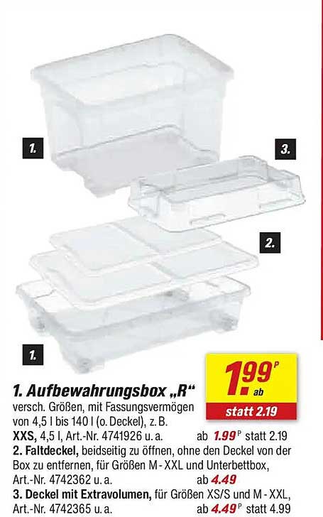 1. Aufbewahrungsbox „R“