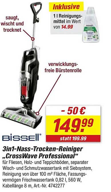 3in1-Nass-Trocken-Reiniger „CrossWave Professional“