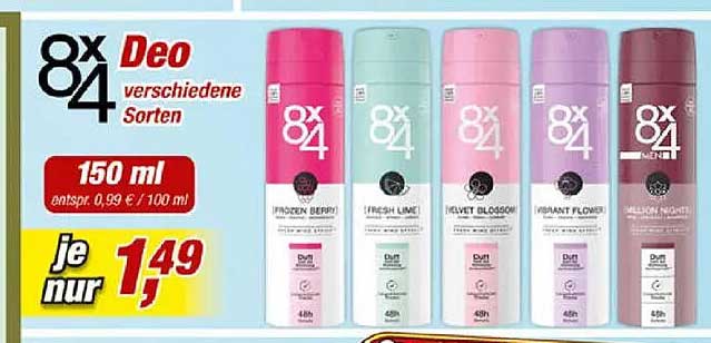 8x4 Deo verschiedene Sorten