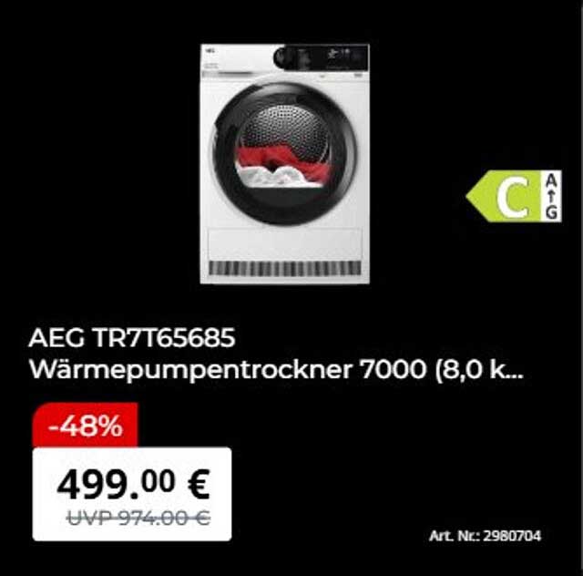 AEG TR7T65685 Wärmepumpentrockner 7000 (8,0 k...
