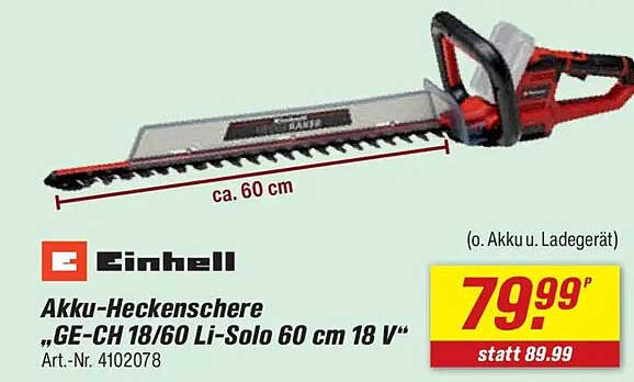 Akku-Heckenschere „GE-CH 18/60 Li-Solo 60 cm 18 V“