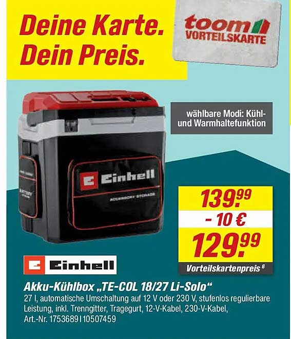 Akku-Kühlbox „TE-COL 18/27 Li-Solo“
