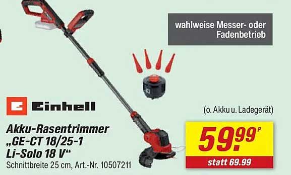 Akku-Rasentrimmer „GE-CT 18/25-1 Li-Solo 18 V“