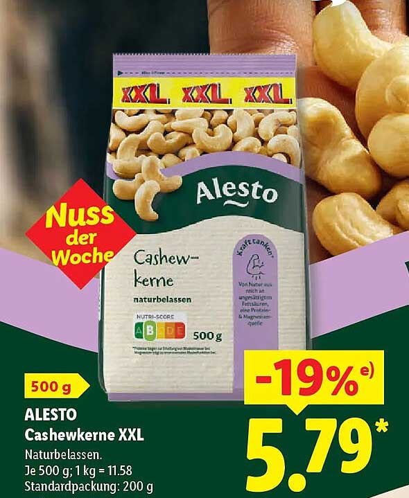 ALESTO Cashewkerne XXL Naturbelassen.