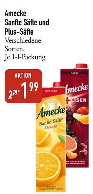 Amecke Sanfte Säfte und Plus-Säfte Verschiedene Sorten. Je 1-l-Packung