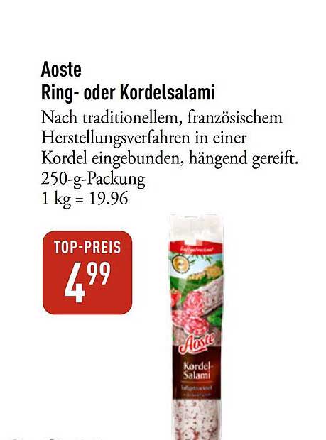 Aoste Ring- oder Kordelsalami