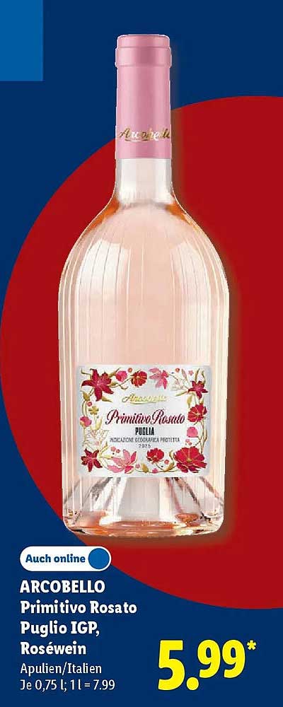 ARCOBELLO Primitivo Rosato Puglia IGP, Roséwein