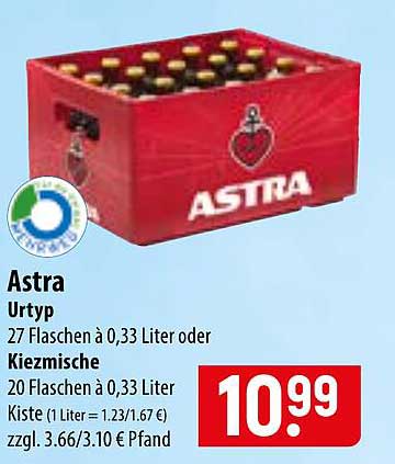 Astra Urtyp 27 Flaschen à 0,33 Liter oder Kiezmische 20 Flaschen à 0,33 Liter