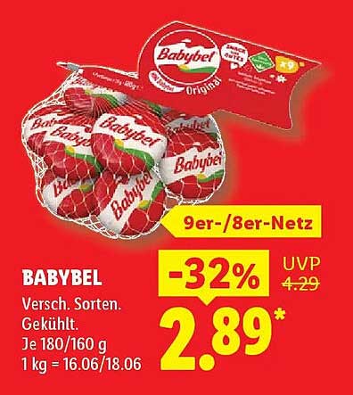BABYBEL Versch. Sorten. Gekühlt. Je 180/160 g 1 kg = 16.06/18.06