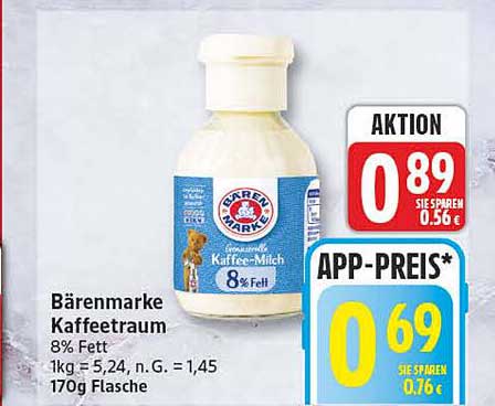 Bärenmarke Kaffeetraum 8% Fett