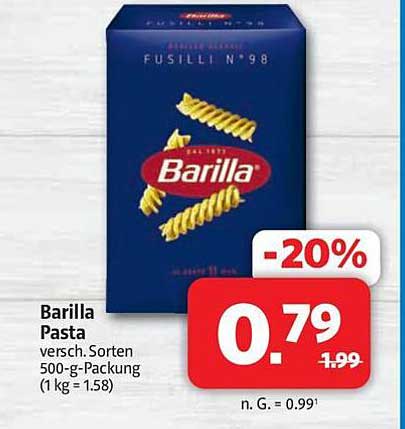 Barilla Pasta versch. Sorten 500-g-Packung (1 kg = 1.58)