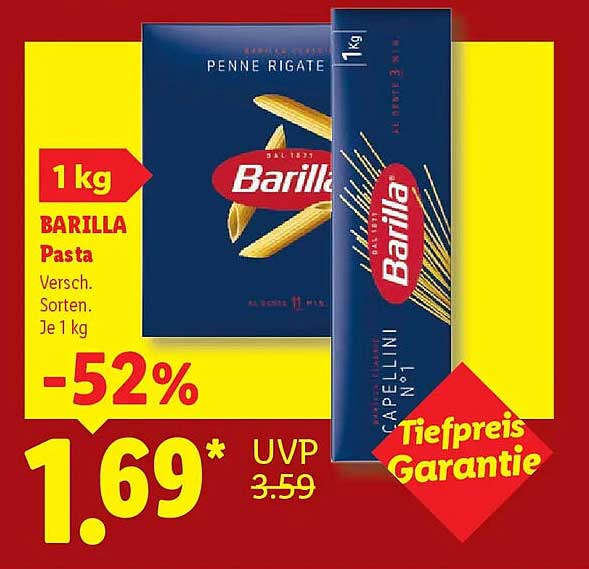 BARILLA Pasta Versch. Sorten. Je 1 kg