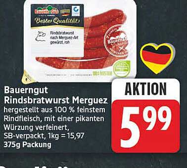 Bauergut Rindsbratwurst Merguez