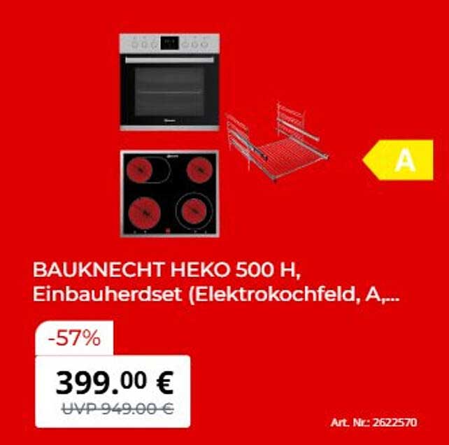 BAUKNECHT HEKO 500 H, Einbauherdset (Elektrokochfeld, A,...