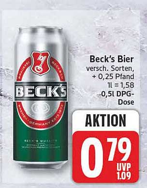 Beck's Bier versch. Sorten, + 0,25 Pfand, 0,5 l DPG-Dose