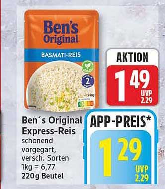 Ben´s Original Express-Reis schonend vorgegart, versch. Sorten 1kg = 6,77 220g Beutel