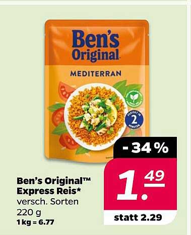 Ben’s Original™ Express Reis* versch. Sorten 220 g 1kg = 6.77