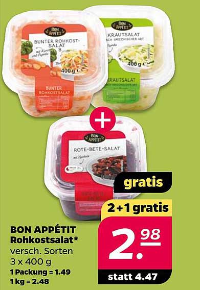 BON APPÉTIT Rohkostsalat* versch. Sorten 3 x 400 g