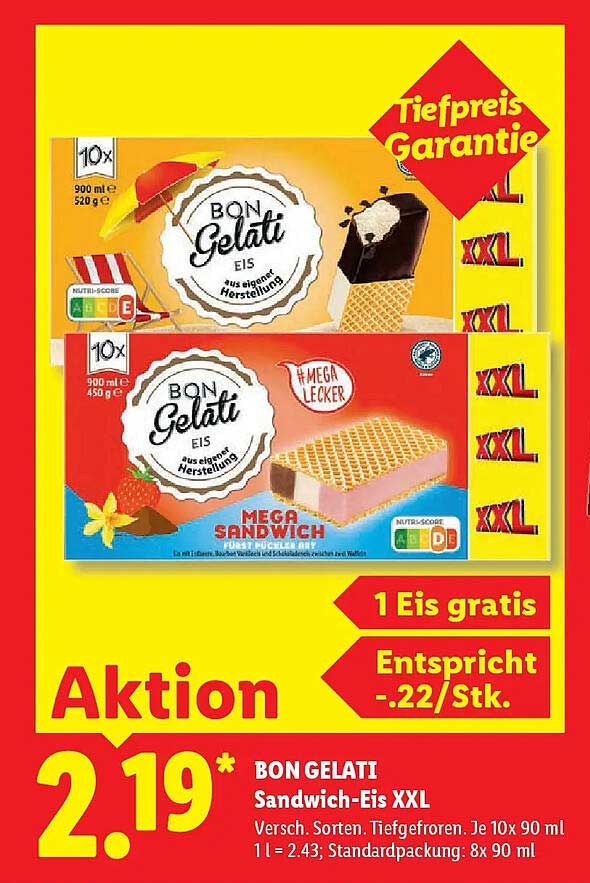 BON GELATI Sandwich-Eis XXL