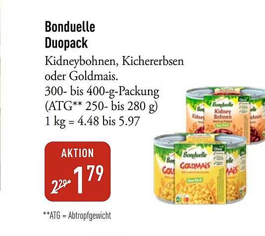 Bonduelle Duopack Kidneybohnen, Kichererbsen oder Goldmais.