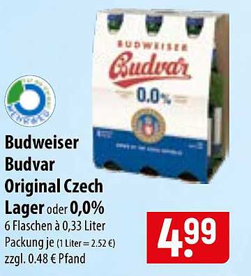 Budweiser Budvar Original Czech Lager oder 0,0%