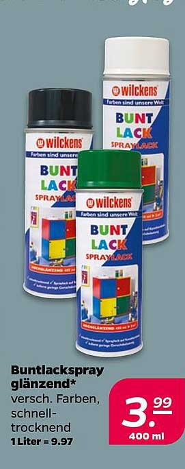 Buntlackspray glänzend* versch. Farben, schnell-trocknend 1 Liter = 9.97