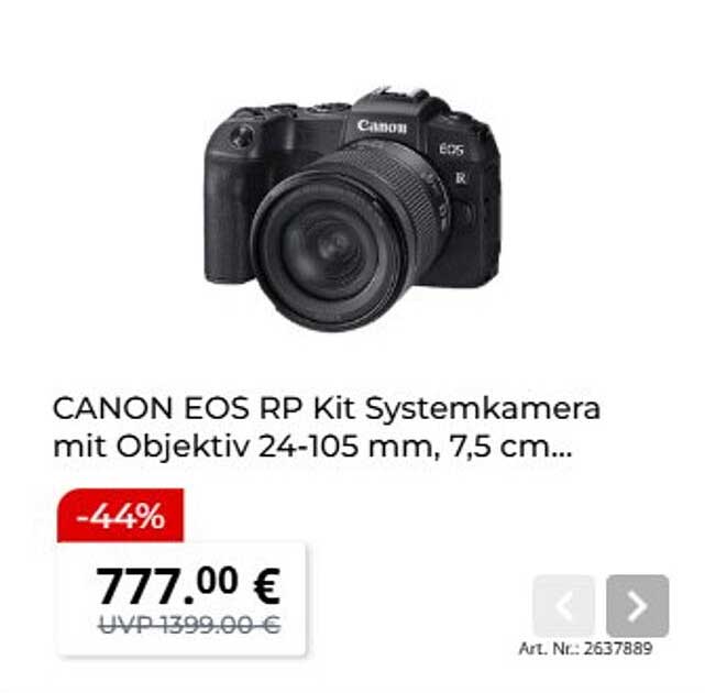 CANON EOS RP Kit Systemkamera mit Objektiv 24-105 mm, 7,5 cm...