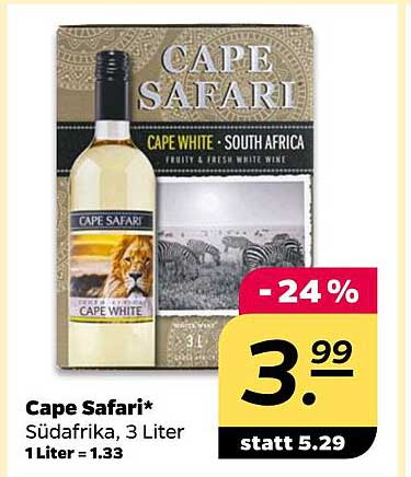 Cape Safari* Südafrika, 3 Liter 1 Liter = 1.33