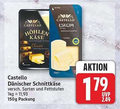 Castello Dänischer Schnittkäse versch. Sorten und Fettstufen 1kg = 11,93 150g Packung