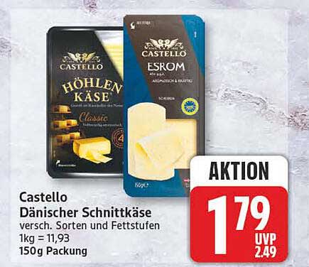 Castello Dänischer Schnittkäse, versch. Sorten und Fettstufen, 1kg = 11,93, 150g Packung