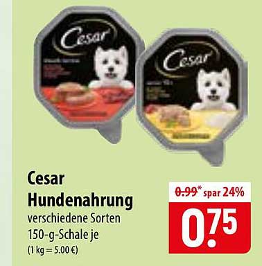 Cesar Hundenahrung verschiedene Sorten 150-g-Schale je