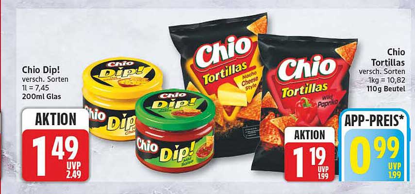 Chio Dip! versch. Sorten 1l = 7,45 200ml Glas