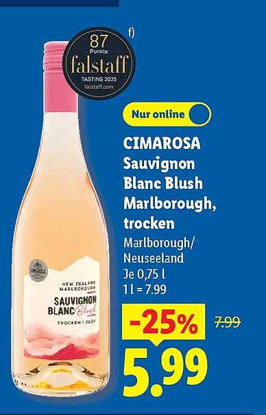 CIMAROSA Sauvignon Blanc Blush Marlborough, trocken