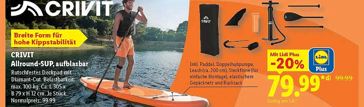 CRIVIT Allround-SUP, aufblasbar