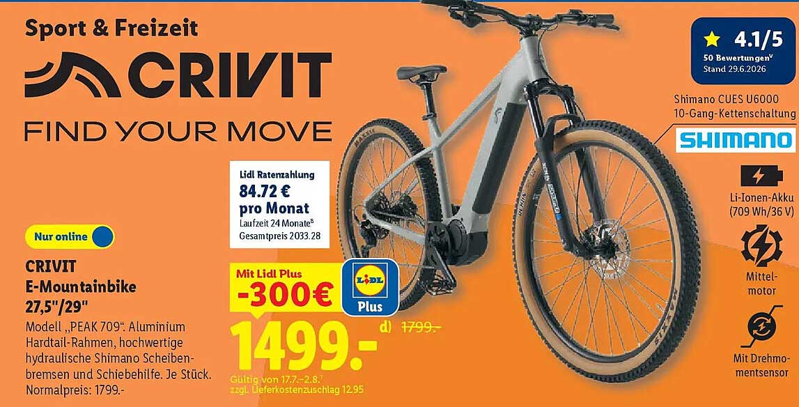 CRIVIT E-Mountainbike 27,5"/29"