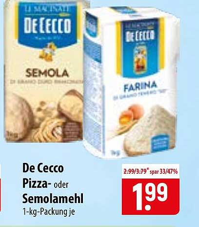 De Cecco Pizza- oder Semolamehl 1-kg-Packung je