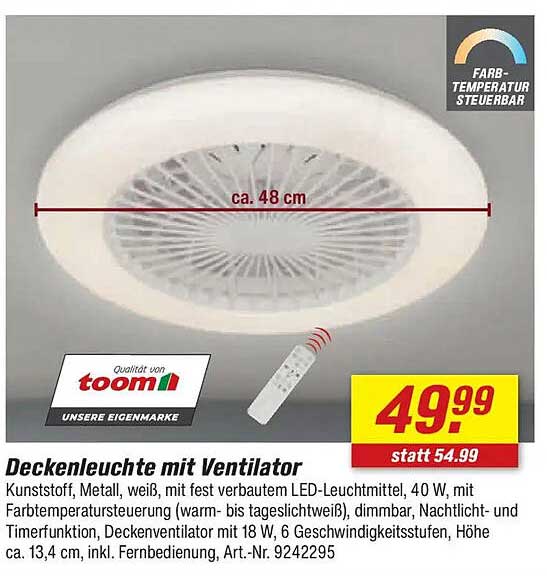 Deckenleuchte mit Ventilator